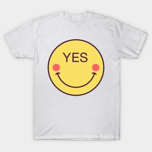 Emoji face icon with phrase Yes T-Shirt